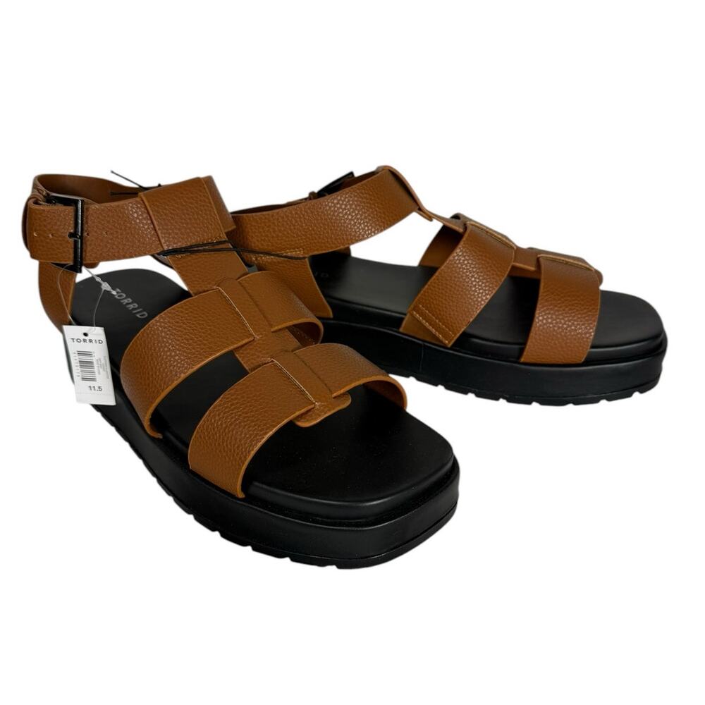 Torrid Flatform Gladiator SZ 11.5 Brown Chunky Faux Leather Platform Sandal NWT